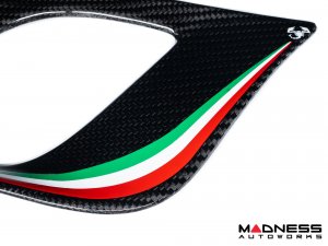 FIAT 500 Front Side Air Duct Diffuser Set - Carbon Fiber - Italian Racing Stripe w/ White Scorpion - NA Model